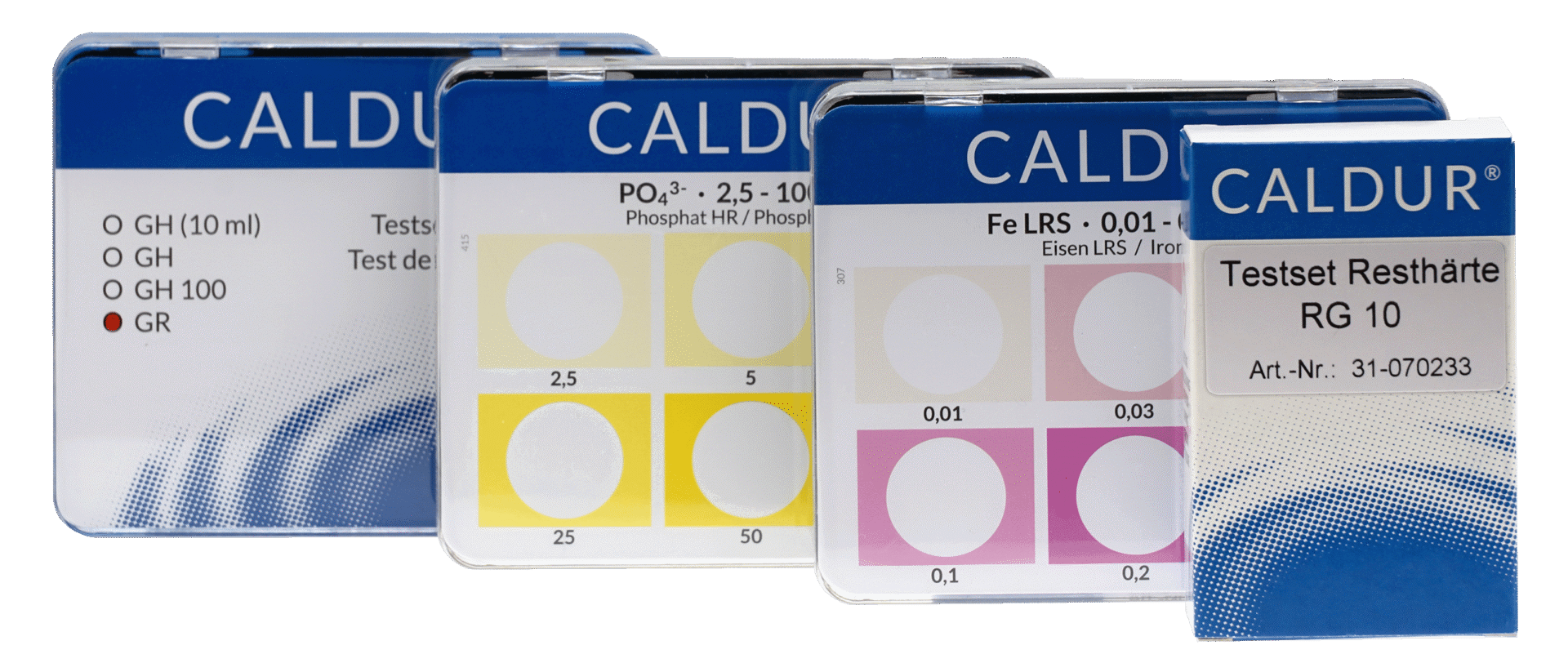 CALDUR Testsets mit Farbskalen für verschiedene Methoden